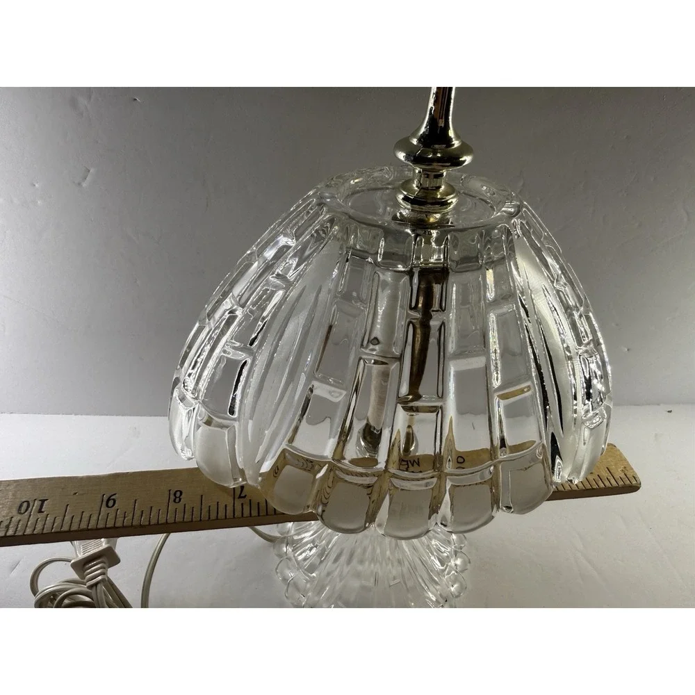Vintage Glass Mushroom Lamp Boudoir Crystal Hollywood Regency Bedside Vanity